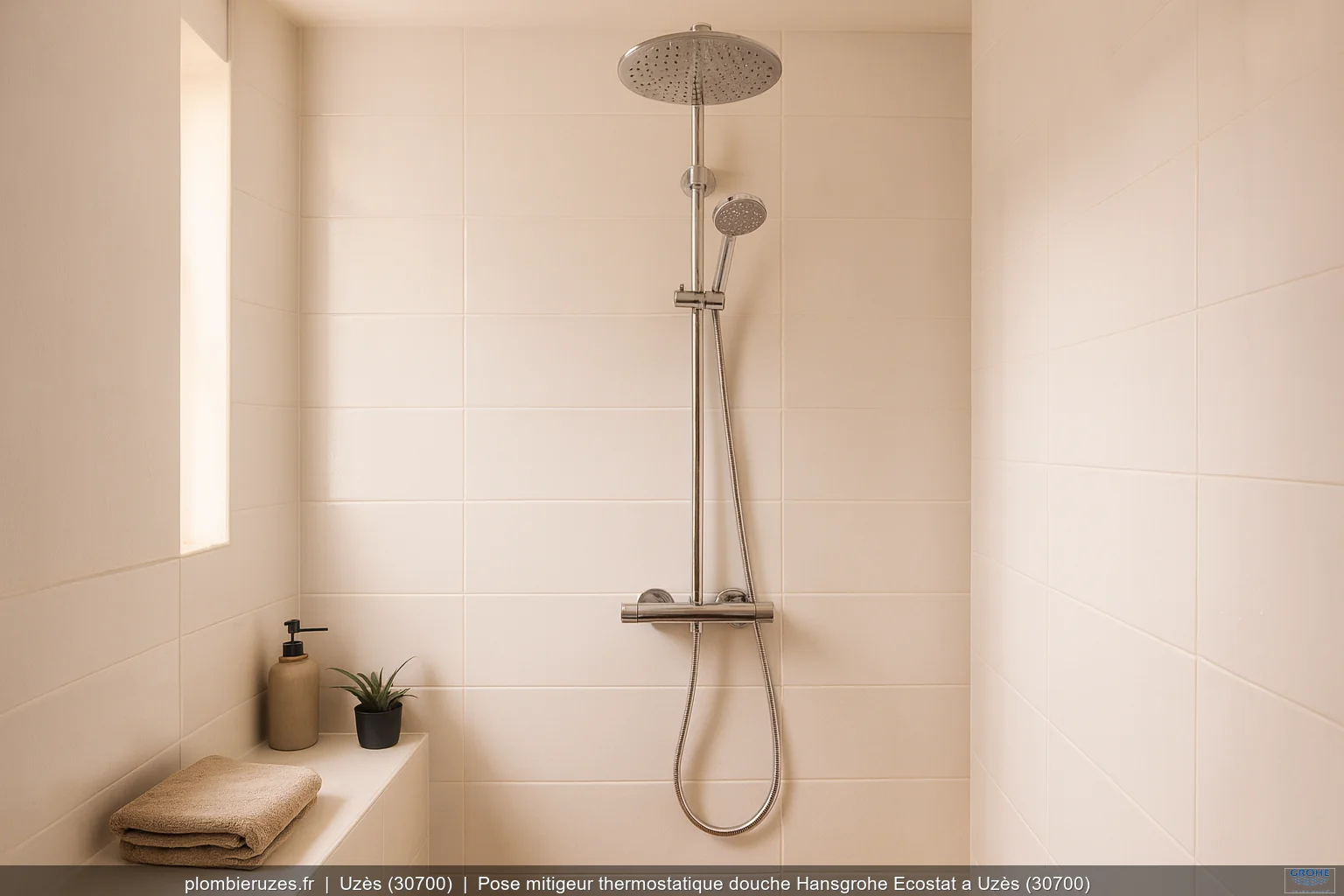Pose mitigeur thermostatique douche Hansgrohe Ecostat a Uzès (30700)